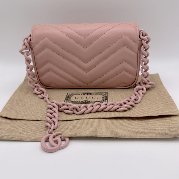 Authentic Gucci Gg Pink Marmont Resin Belt Bag - Picture 11 of 16